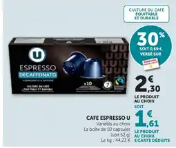 Bi1 U Cafe espresso offre