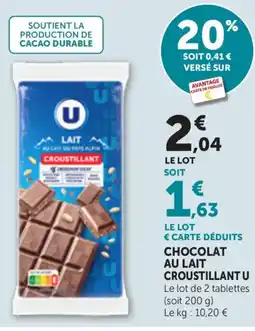 Bi1 U Chocolat au lait croustillant offre