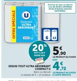 Bi1 U Essuie-tout ultra absorbant compact offre