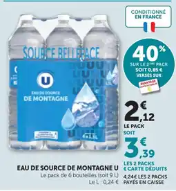 Bi1 U Eau de source de montagne offre
