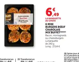 Bi1 MIX'BUFFET 6 mini burgers bœuf charolais offre