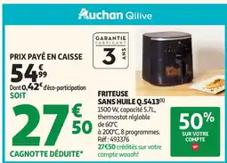 Auchan QILIVE Friteuse sans huile q.5413 offre