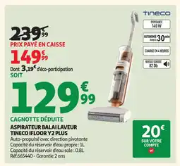 Auchan Aspirateur balai laveur tineco ifloor y2 plus offre