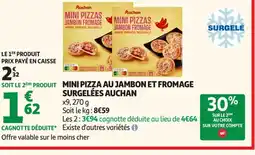 Auchan AUCHAN Mini pizza au jambon et fromage surgelées offre