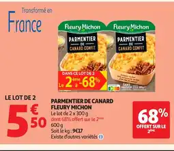 Auchan FLEURY MICHON Parmentier de canard offre