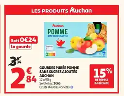 Auchan AUCHAN Gourdes purée pomme sans sucres ajoutés offre