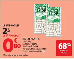 Auchan TIC TAC Menthe offre