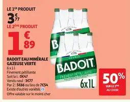 Auchan BADOIT Eau minérale gazeuse verte offre