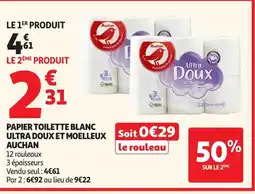 Auchan AUCHAN Papier toilette blanc ultra doux et moelleux offre