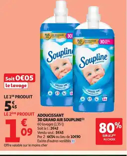 Auchan SOUPLINE Adoucissant 3d grand air offre