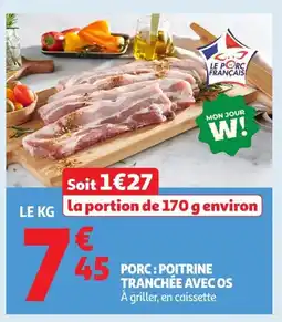 Auchan Porc: poitrine tranchée avec os offre