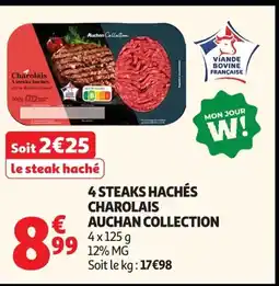 Auchan AUCHAN COLLECTION 4 steaks hachés charolais offre