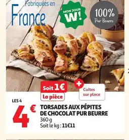 Auchan Torsades aux pépites de chocolat pur beurre offre