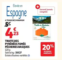 Auchan PÊCHERIES BASQUES Truite des pyrénées fumée offre