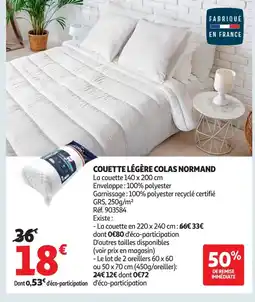 Auchan Couette légère colas normand offre