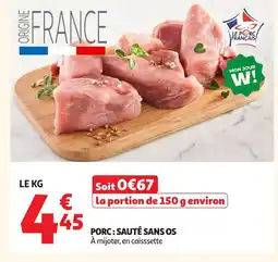 Auchan Porc: sauté sans os offre