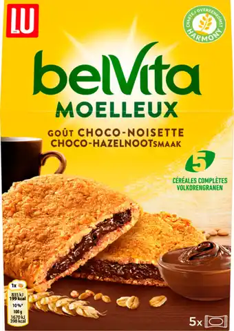 Auchan Belvita biscuits moelleux au chocolat et noisettes belvita offre