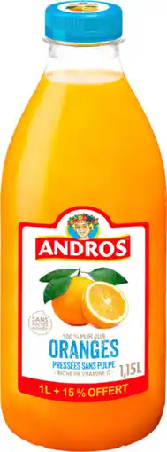 Auchan Supermarché Andros jus d'oranges sans pulpe pressées andros offre