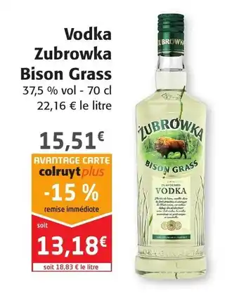 Colruyt Vodka Zubrowka Bison Grass offre