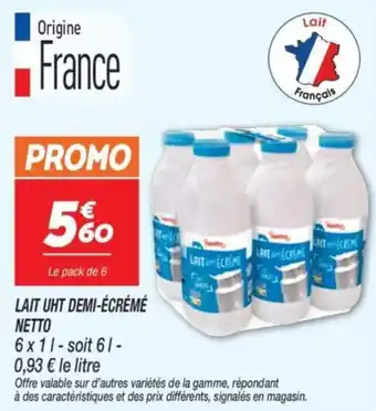 Lait uht demi-écrémé netto