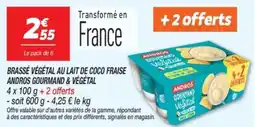Netto Brassé végétal au lait de coco fraise andros gourmand & végétal offre