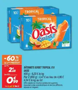 Netto Batonnets sorbet tropical x10 oasis offre