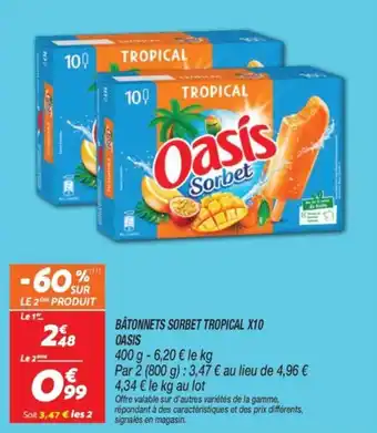 Batonnets sorbet tropical x10 oasis