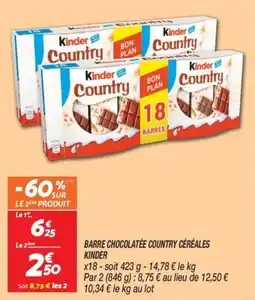 Netto Barre chocolatée country céréales kinder offre