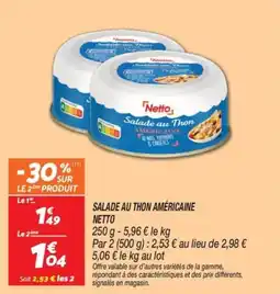 Netto Salade au thon américaine netto offre