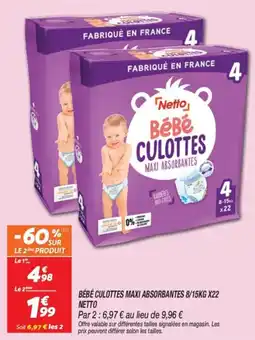 Netto Bébé culottes maxi absorbantes x22 netto offre