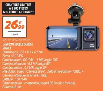 Dash cam double caméra vortex