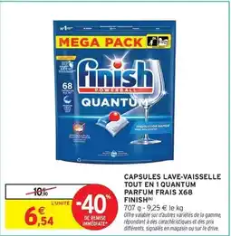 Intermarché Express Finish - capsules lave-vaisselle tout en 1 quantum parfum frais x68 offre