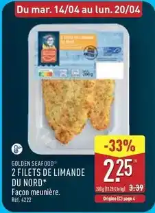 ALDI Golden seafood - 2 filets de limande du nord offre