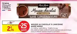 Intermarché Hyper Mousse Au Chocolat À L'ancienne Marie Morin offre