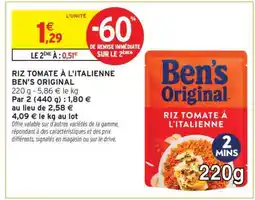 Intermarché Hyper RIZ TOMATE À L'ITALIENNE BEN'S ORIGINAL offre