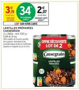 Intermarché Hyper LENTILLES PRÉPARÉES “CASSEGRAIN” offre