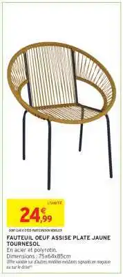 Intermarché Hyper FAUTEUIL OEUF ASSISE PLATE JAUNE TOURNESOL offre