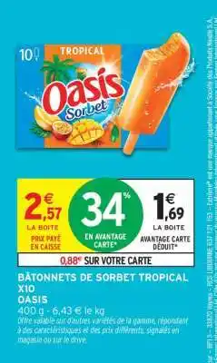Intermarché BÂTONNETS DE SORBET TROPICAL X10 offre