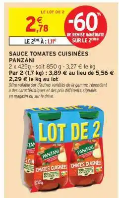 Intermarché SAUCE TOMATES CUISINÉES PANZANI offre