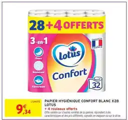 Intermarché PAPIER HYGIÉNIQUE CONFORT BLANC X28 LOTUS offre