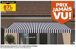 Castorama Store banne manuel 3 x 2 m rayé marine et blanc offre