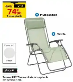 Castorama Transat RT2 Titane coloris moss pliable offre