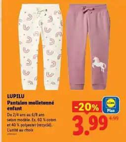 Lidl LUPILU Pantalon molletonné enfant offre