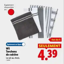 Lidl W5 Torchons de cuisine offre
