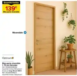 Castorama Bloc-porte réversible I. 73 cm Hercules offre