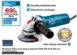 Castorama BOSCH Meuleuse filaire avec disque diamant GWS 750 W Ø 125 mm offre