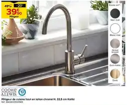 Castorama COOKE & LEWIS Mitigeur de cuisine haut en laiton chromé H. 33,5 cm Katiki offre