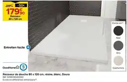 Castorama Receveur de douche 80 x 120 cm, résine, blanc, Douro offre