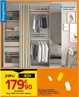 Castorama Dressing larg. 200 cm avec rideau offre