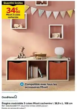 Castorama Étagère modulable 3 cubes Mixxit cachemire I. 38,9 x L. 108 cm offre
